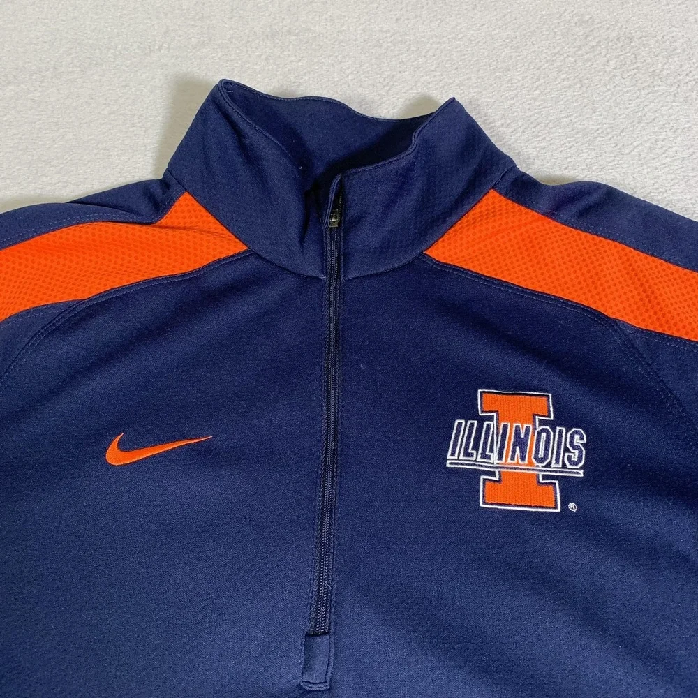 Vintage Illinois Fighting Illini Jacket Mens Small Blue NikeFIT 1/4 Zip Nike 00s